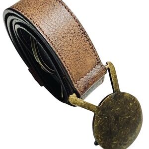 Gryphon Tan Leather Belt with Gold Buckle